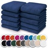 NatureMark Set van 10 kleine badstof handdoeken voor gezicht en handen – 100% katoen, zacht en absorberend – 30×30 cm, Marineblauw