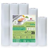 KitchenBoss Vacuümzakken 5 Rollen Vacuüm Sealzakken, 28X3/20X1/15X1/300 Cm, Vacuümfolie Voor Voedselsealers, Geschikt Voor Sous Vide Machines