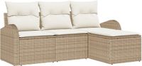 vidaXL Tuinbank - Set - Beige - Polyrattan