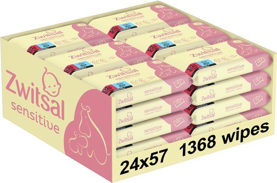 Zwitsal Billendoekjes Sensitive - 24 x 57 stuks - Babydoekjes voor de gevoelige huid