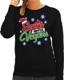 Bellatio Decorations Shoppartners Bv Foute kersttrui / sweater Santa hates vegans zwart voor dames - kerstkleding / christmas outfit 2XL