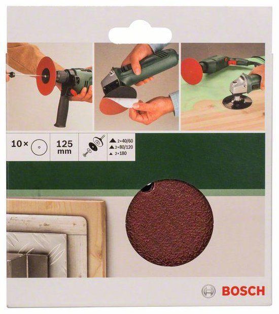 Bosch 10-delige schuurbladset voor boormachine 125 mm