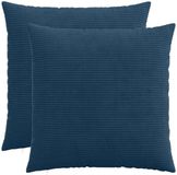 vidaXL Kussensloop - 2 stuks - HEERLEN - Marineblauw - 60 x 60 cm - corduroy