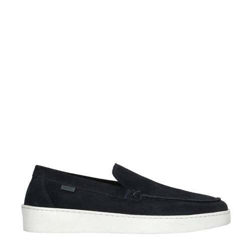 Manfield Manfield suède loafers donkerblauw
