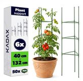 KADAX Tomatenklimhulp, 132 x 30 cm, 6 stuks, tomatentoren met 50 plantenclips, tomatenklimhulp, plantensteunen van metaal met kunststof coating, ranktoren