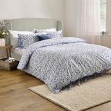 Wylder Nature Hannah Dekbedovertrekset - 100% getrommeld katoenen bloemen beddengoed met striksluitingen (blauw - super king)