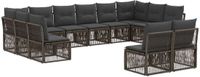 vidaXL Tuinbankenset 12-persoons Grijs polyrattan