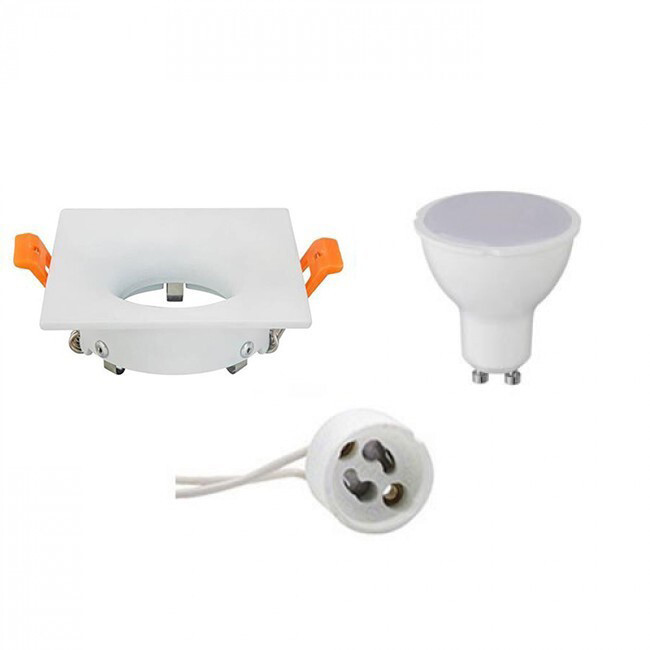 BES LED LED Spot Set - GU10 Fitting - Inbouw Vierkant - Mat Wit - 8W - Warm Wit 3000K - 85mm