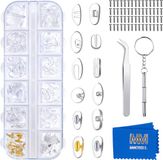 MMOBIEL Bril Neuspads [60 Paar] – Bril Reparatieset - Vervangende Zachte Siliconen Neuspads Reparatieset met Schroeven, Kleine Schroevendraaier, Pincet, Schoonmaakdoekje voor Brillen, Zonnebrillen
