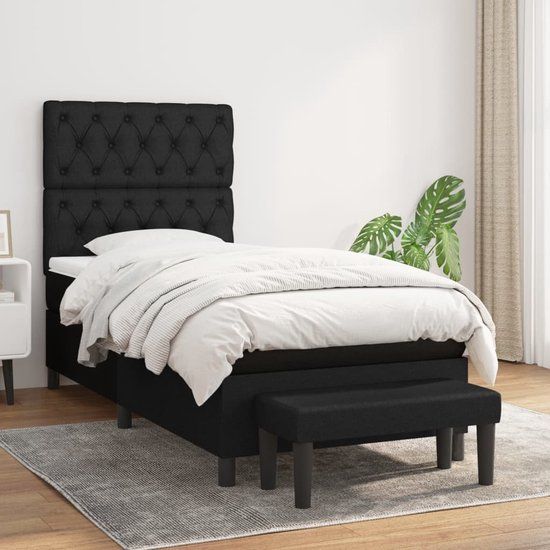 vidaXL Boxspring met matras stof zwart 80x200 cm