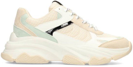 POSH by Poelman Dames Sneakers - Wit met groene combinatie