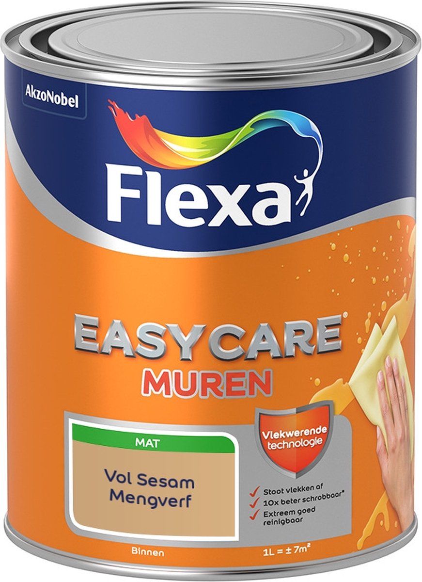 FLEXA Easycare Muurverf - Mat - Mengkleur - Vol Sesam - 1 liter - 8711113232050