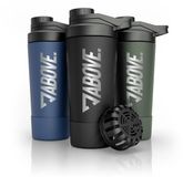 ABOVE. RVS proteïneshaker 750ml – BPA-vrij, dubbelwandig geïsoleerd, houdt 12u warm/koud – lekvrij deksel, geïntegreerde maatverdeling – zwart