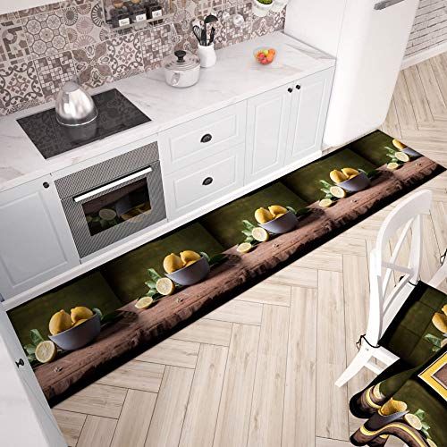 PETTI Artigiani Italiani - Tapijt voor keuken, loper voor keuken, antislip en wasbaar, 52 x 140 cm, design citroen, 100% Made in Italy