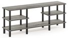 Support TV avec 3 niveaux, bois, gris/noir, 29,49 x 119,9 x 47,09 cm
