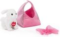 Trudi - Fashion Bags Konijntas met Strik 18 cm - Handgemaakt in Italië - Pluche knuffel - Knuffeldier voor jongens en meisjes - Wit/Roze - 18x15x15 cm maat S