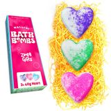 ZIMPLI - 3 x Love Heart Value Bath Bomb cadeauset, fonkelend schoonheidscadeau voor vrouwen, voor haar, vrouw, vriendin, sokken