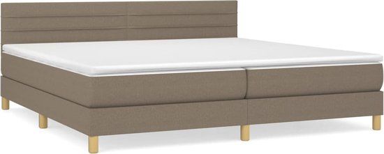 vidaXL Boxspring met matras stof taupe 200x200 cm