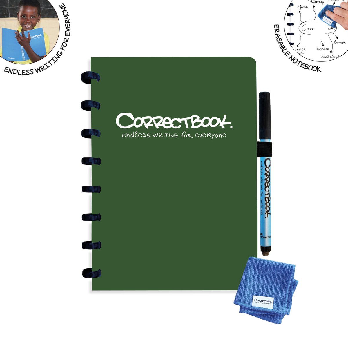 Correctbook Original A5 - Forest Green - Blanco - Uitwisbaar Notitieboek
