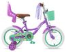 Vélo enfant violet 12 pouces avec stabilisateurs, panier et siège pour poupée