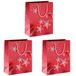 SIGEL GT107 Grote premium papieren geschenkzakjes, 33 x 26 cm, set van 3, met rood- en witte reliëf, voor Kerstmis, "Wave"