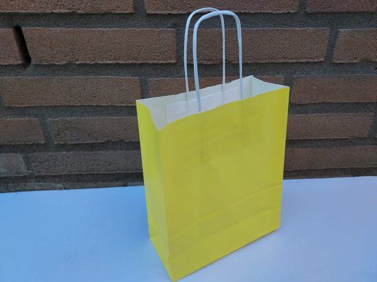 Papieren koordtas geel 50 stuks 18x8x22cm - Cadeautasjes
