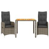 vidaXL 5-delige Bistroset met kussens, polyrattan, grijs