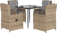 vidaXL Ensemble de jardin 5 pièces avec coussins, beige, polyrotin