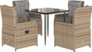 vidaXL Ensemble de jardin 5 pièces avec coussins, beige, polyrotin