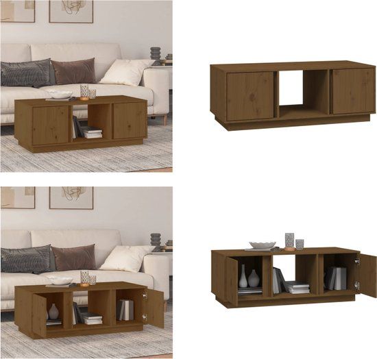 vidaXL Salontafel 110x50x40 cm massief grenenhout honingbruin