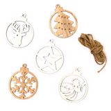 Mopec NW41 kerstballen met koord, 27 stuks, 22 x 1,2 x 22 cm, doos en 5 x 6 cm per bal, bruin