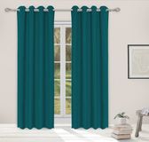 Linder VelvetElegance Gordijnen met Ringen - 145x260cm - Suedine Peacock