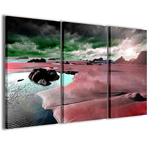 Stampe su Tela Canvasdruk Landscape Surreal landschap moderne foto's in 3 panelen reeds ingelijst canvas klaar om op te hangen, 100 x 70 cm