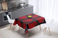 Bonamaison Tafelkleed, Anti-Mold, Sneldrogend, Waterdicht, 100% Polyester Tafellaken, rood Zwart, 140 x 140 Cm
