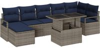 vidaXL Tuinbank Set 8 st Grijs en Marineblauw poly rattan