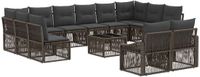 vidaXL Tuinbank - Set - 13-delig - Grijs - Polyrattan