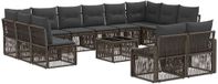 vidaXL Banc de jardin - Ensemble - 13 pièces - Gris - Polyrattan
