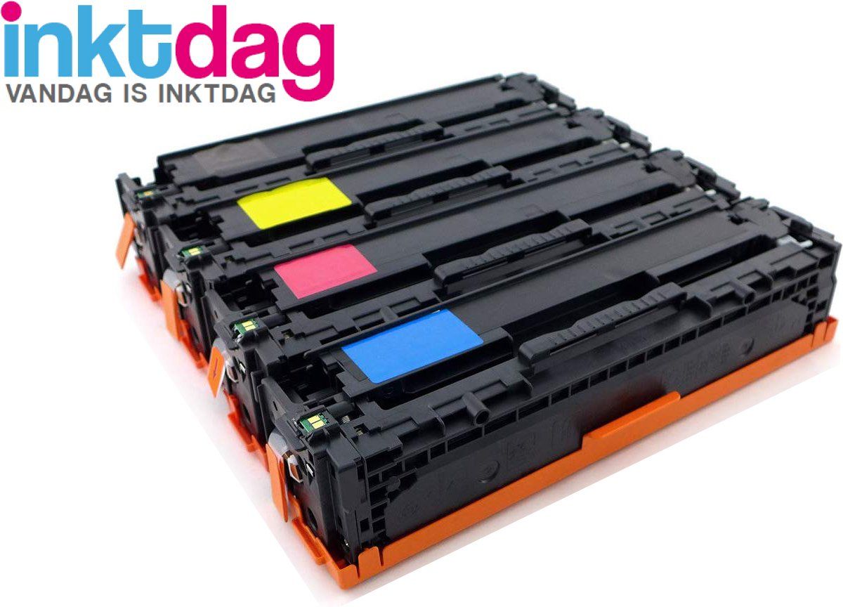 inktdag toner cartridge voor HP CF210X, CF211A, CF212A, CF213A, 131A ,131X toner Multipack (4 stuks) Geschikt voor HP Laserjet Pro 200 color M251N, M251NW, MFP M276N, MFP M276NW (Zwart, Cyaan, Magenta & Geel)