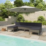The Living Store Loungeset Modular - PE-rattan - 6-delig - Grijs - Inclusief kussens