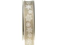 Halbach Decoratief lint Kerst sneeuwvlok grijs wit B25mm L20m