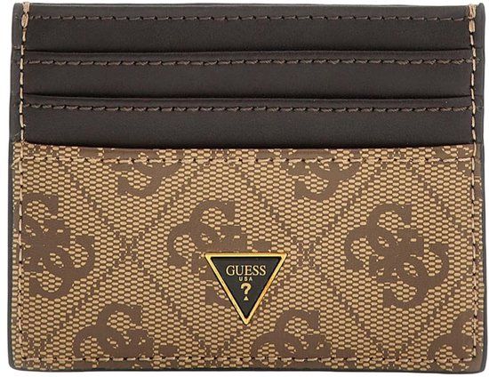 GUESS Leren kaarthouder Mito Card Case Beige / Brown bruine