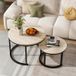 Table basse ronde, lot de 2 table basse de salon de style industriel table d'appoint emboîtable en métal et bois ensemble de tables basses en métal, chêne blanc