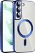 Techsuit Luxury Crystal Back Cover hoesje met MagSafe pour Samsung Galaxy S22 Plus - Transparant/Bleu foncé
