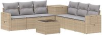 vidaXL Bankstel 2 zitplaatsen Beige en Lichtgrijs Poly Rattan en Staal