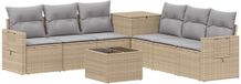 vidaXL Bankstel 2 zitplaatsen Beige en Lichtgrijs Poly Rattan en Staal
