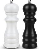 Bol Grand moulin à poivre réglable en céramique en bois noir et blanc - moulin manuel à poivre et sel pour gros sel, poivre, piment - set de 2 (65 pouces)