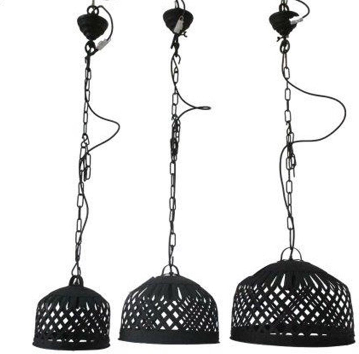 Deco4yourhome Deco4yourhome® - Hanglamp - Set van 3 - Zwart - Black - Industrieel - Mickey