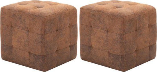vidaXL Nachtkastjes 2 stuks 30x30x30 cm Kunstsuède Bruin