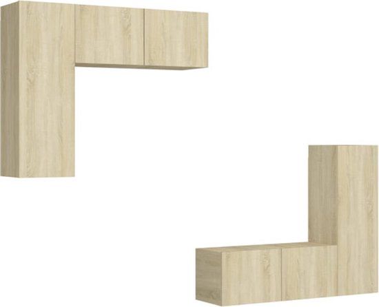 vidaXL 4-delige Tv-meubelset bewerkt hout sonoma eikenkleurig