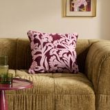 NOUS Living Rosie vierkante gebloemde sierkussenhoes 45x45 cm - bordeaux/roze